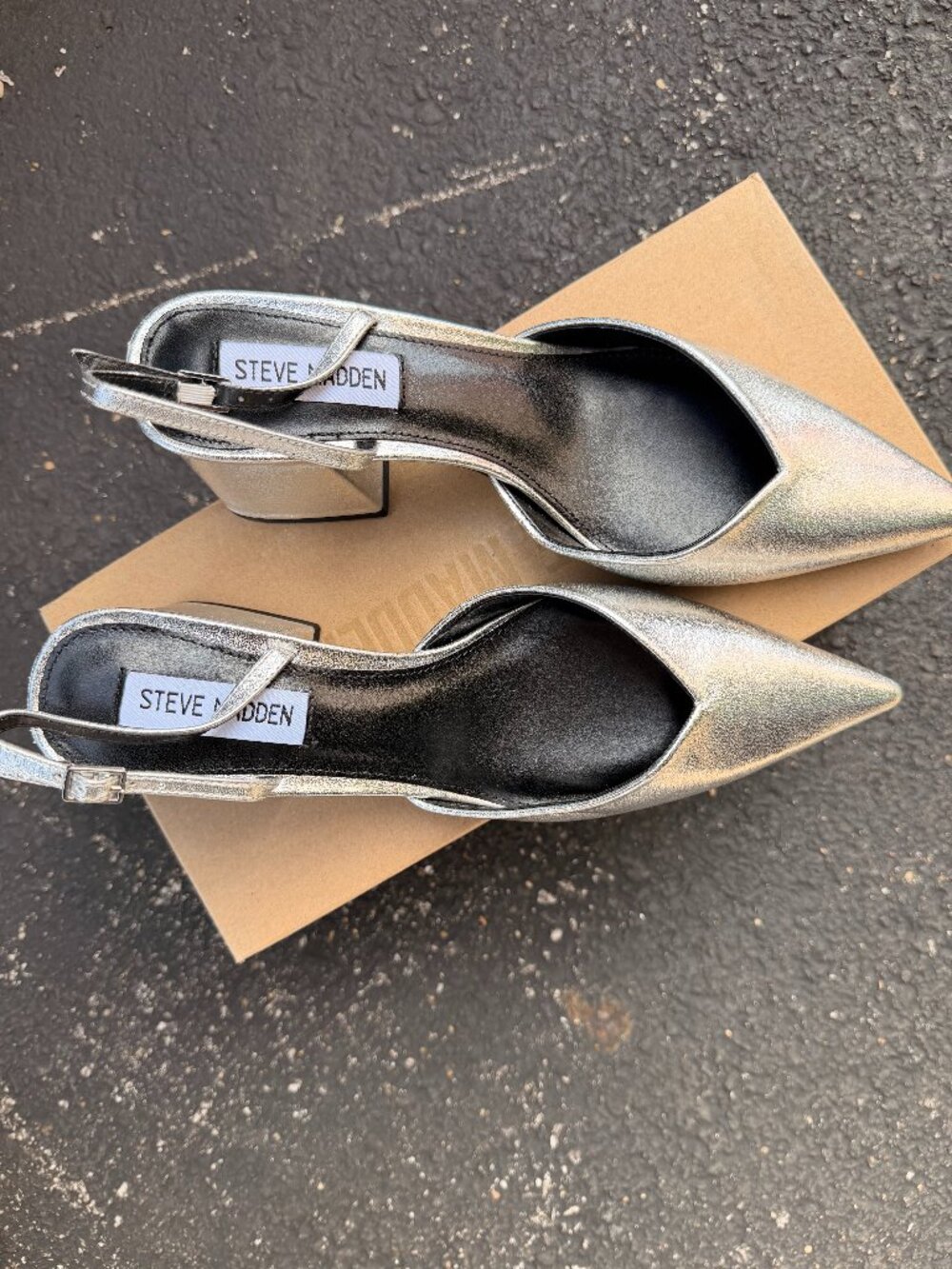New Steve Madden Silver Lea Heels Women's Size 8.5